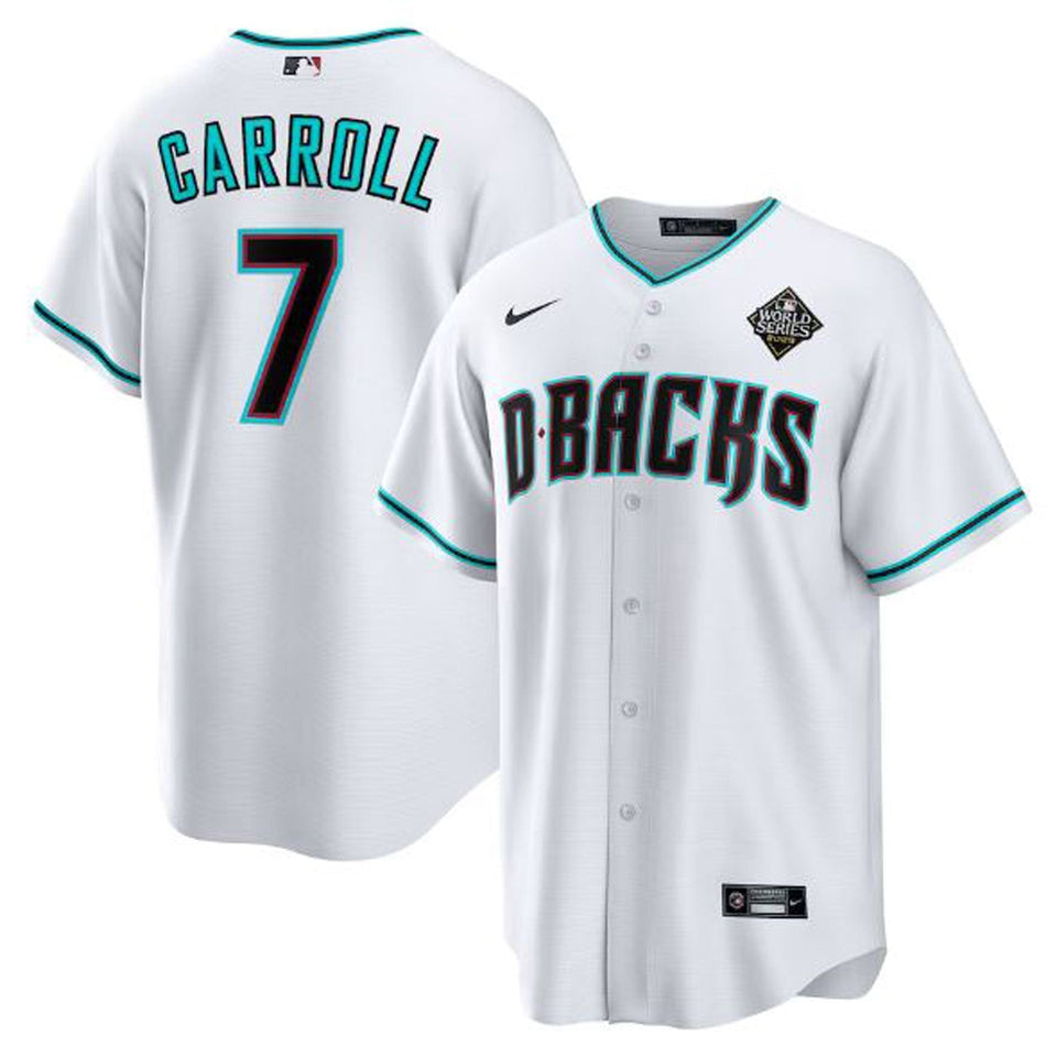 Men's Arizona Diamondbacks Corbin Carroll White 2023 World Series Replica Player Jersey