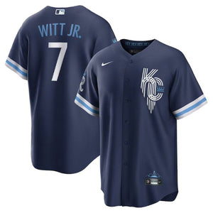 Men's Kansas City Royals Bobby Witt Jr. Navy City Connect Replica Player Jersey