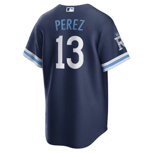 Men's Salvador Perez Navy Kansas City Royals City Connect Replica Player Jersey