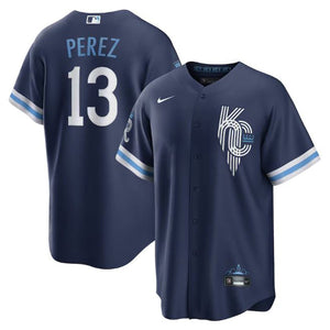 Men's Salvador Perez Navy Kansas City Royals City Connect Replica Player Jersey