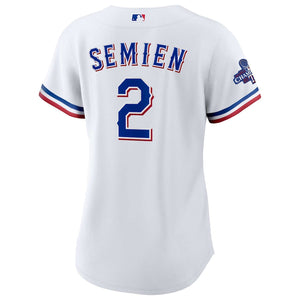 Women's Texas Rangers Marcus Semien White Home 2023 World Series Champions Jersey