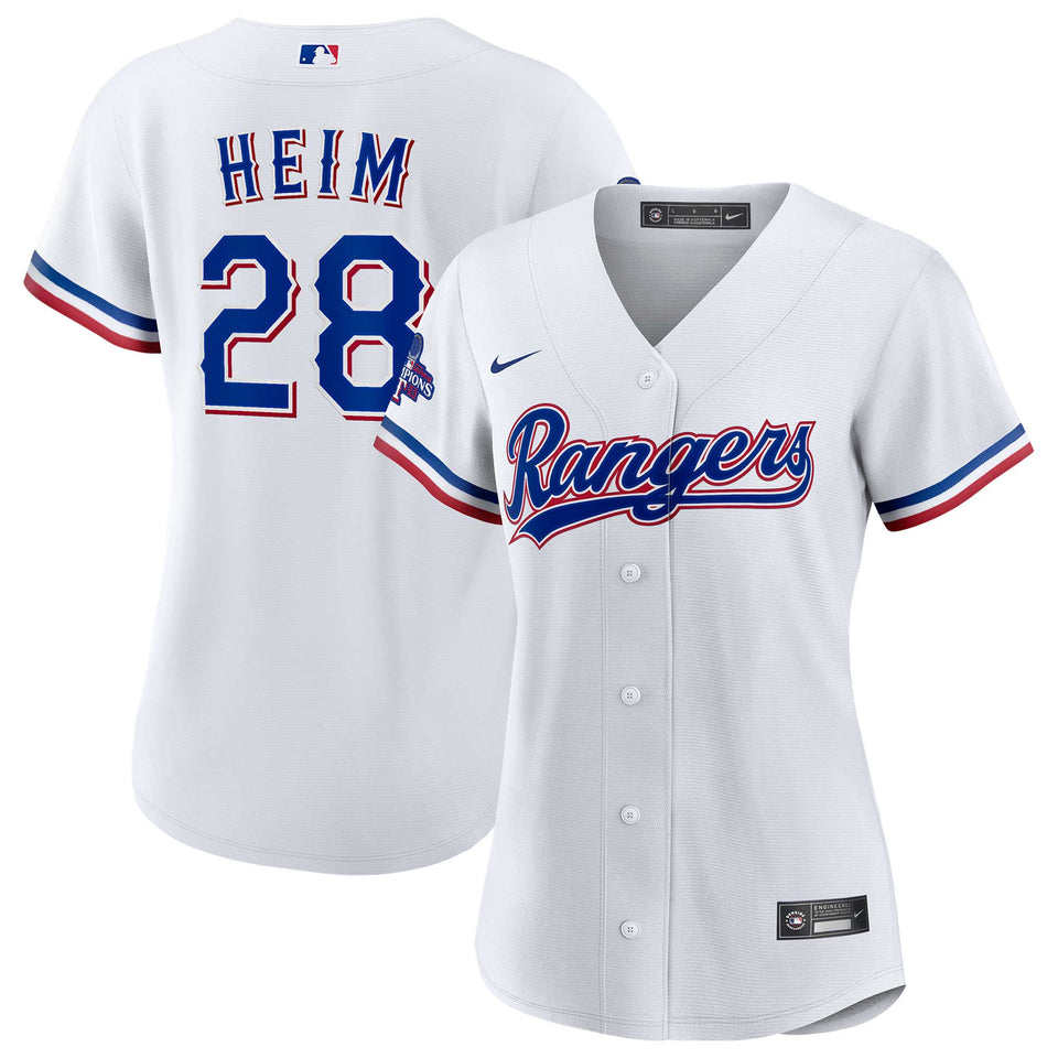 Women's Texas Rangers Jonah Heim White Home 2023 World Series Champions Jersey