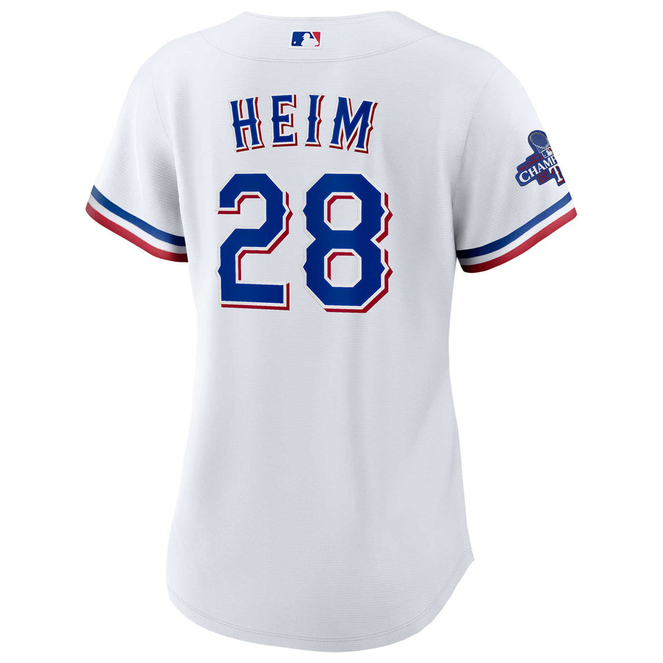 Women's Texas Rangers Jonah Heim White Home 2023 World Series Champions Jersey