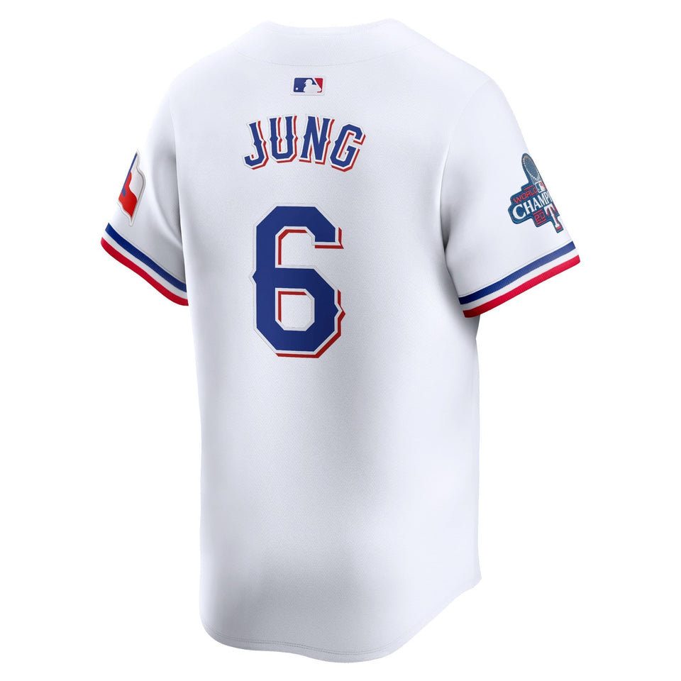 Men's Texas Rangers Josh Jung White Home 2023 World Series Champions Jersey