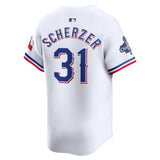 Men's Texas Rangers Max Scherzer White Home 2023 World Series Champions Jersey