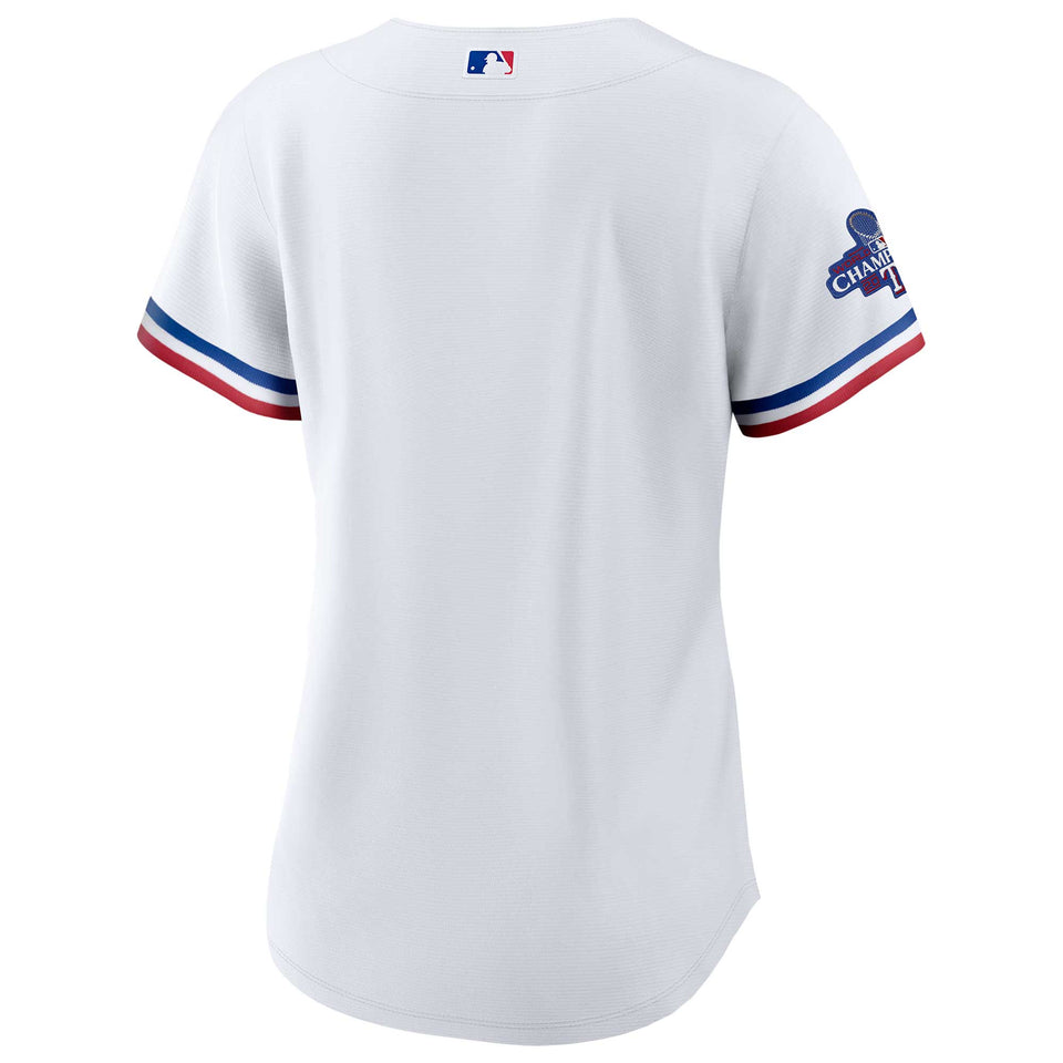 Women's Texas Rangers "YOUR_NAME" Custom White Home 2023 World Series Champions Jersey